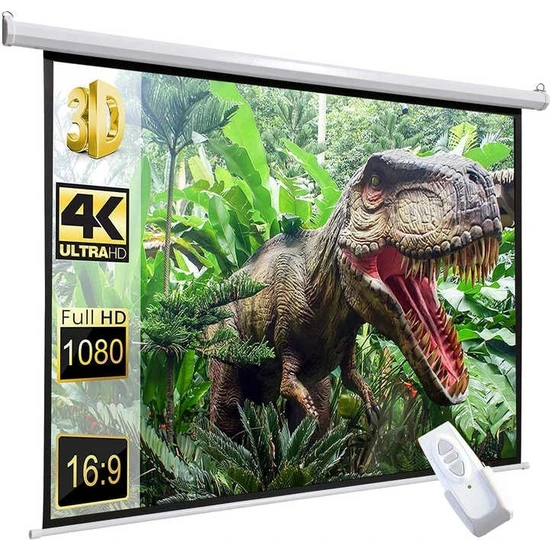 Peak M100 200×150 cm Motorlu Kumandalı Projeksiyon Perdesi-Beyaz Kasa